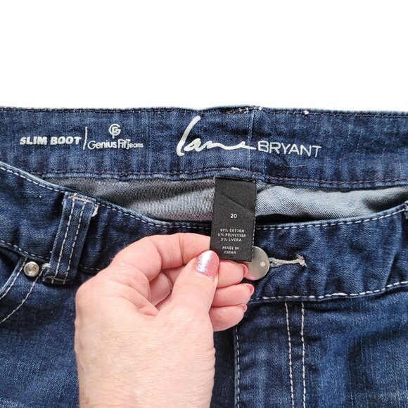 Lane Bryant Slim Boot Genius Fit Jeans Womens Size 20 Embellished Back Pockets - Picture 3 of 6